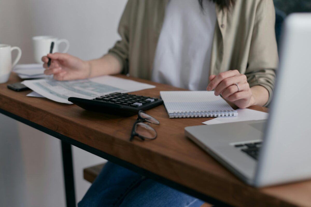 Professional calculator on a desk